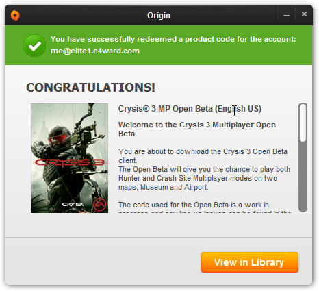 Genuine Crysis 3 Beta Key