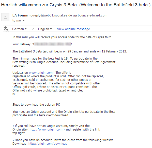 Genuine Crysis 3 Beta Key